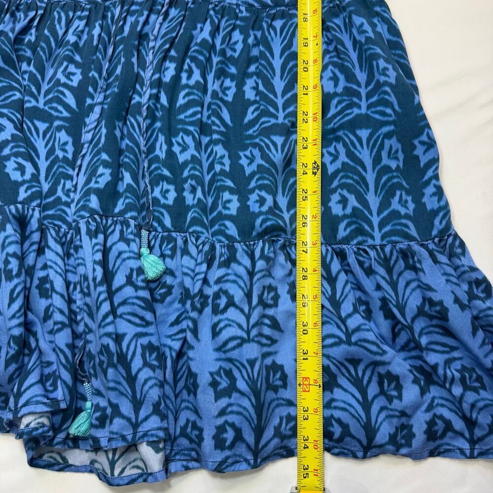 Omika Riviera Mini Dress XL Indigo Blue Print Boho Resort Kaftan Style - Picture 15 of 15